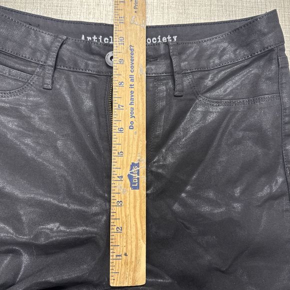 Articles of Society Womens Sz 27 Black Coated Crop Jeans Mid Rise Stretch - Picture 5 of 10